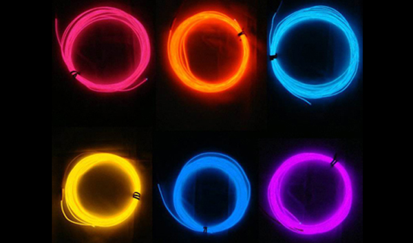 Fil Lumineux. Fil illuminé. Fil néon, EL wire, lighted cable