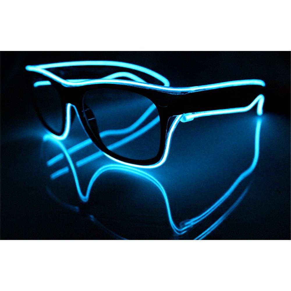 Lunettes lumineuses LED bleues avec boitier piles