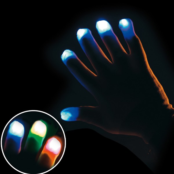 Paire de gants blanc lumineux leds multicolore