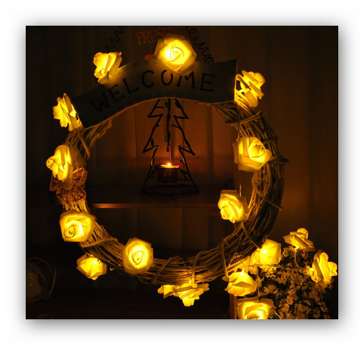 Lampe LED Roses lumineuses couleur jaune 30cm