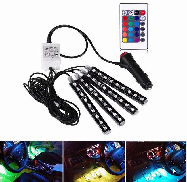 4pcs / et 7 couleur LED voiture kit d'éclairage intérieur voiture