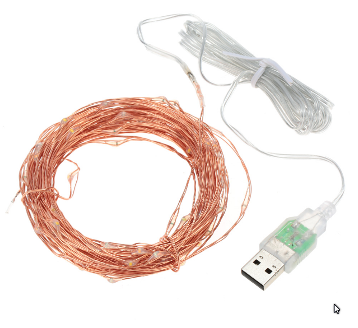 Guirlande lumineuse en fil de cuivre enfichable USB ， Rideau