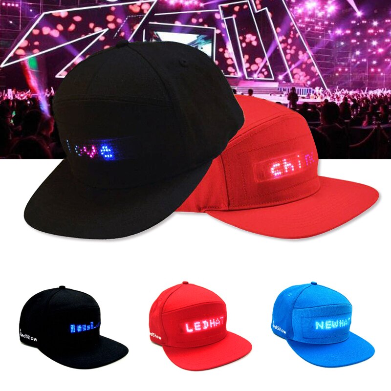 Casquettes d'écran brillantes Bluetooth LED Hat Light modifiables